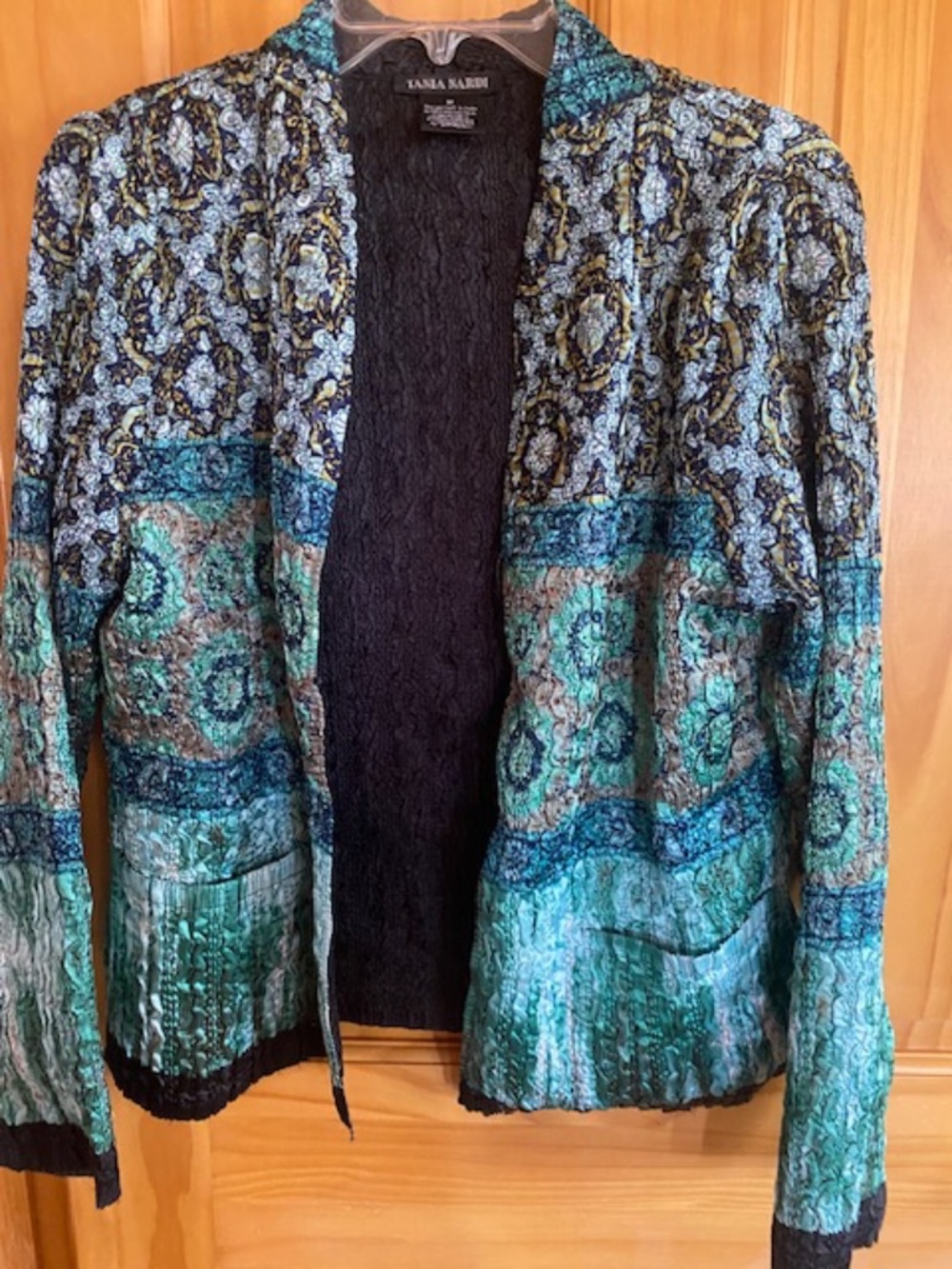 Tania Nardi Textured Crinkled Open-Front Blazer Size M